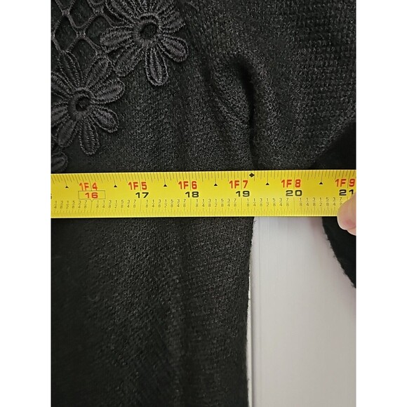 Pretty Angel Floral Knit Duster XL Black Whimsygoth Mixed Media Cardigan - Picture 11 of 16